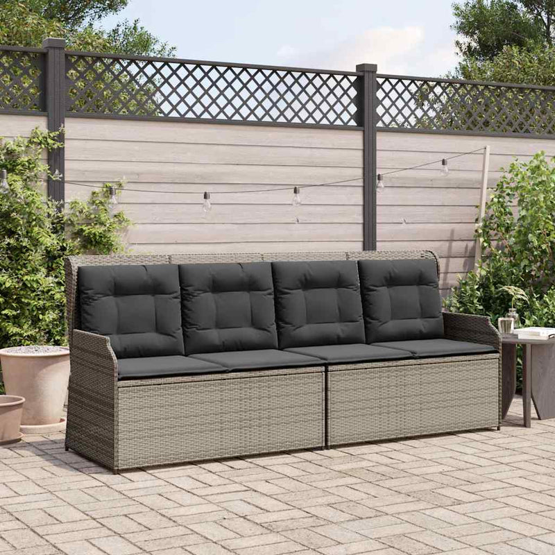 vidaXL szürke polyrattan dönthető kerti pad párnával