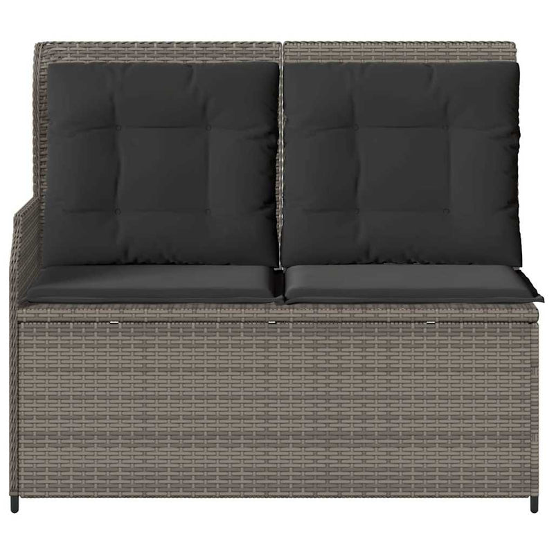 vidaXL szürke polyrattan dönthető kerti pad párnával