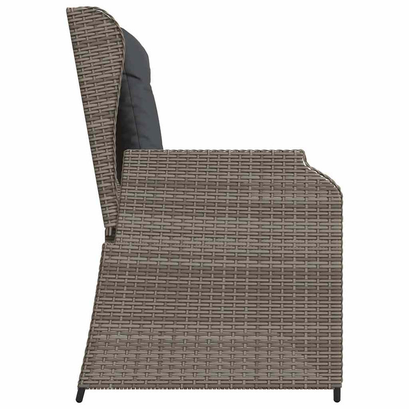 vidaXL szürke polyrattan dönthető kerti pad párnával