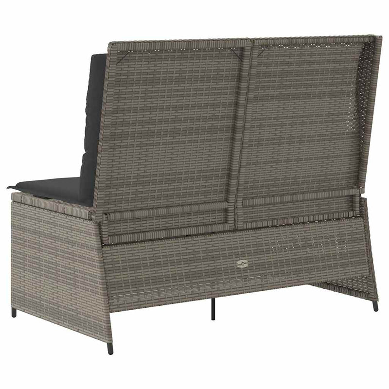 vidaXL szürke polyrattan dönthető kerti pad párnával