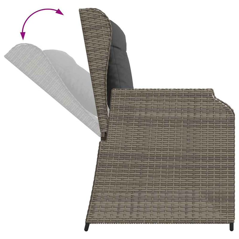 vidaXL szürke polyrattan dönthető kerti pad párnával