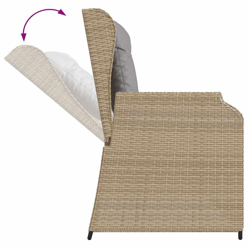 vidaXL bézs polyrattan dönthető kerti pad párnával