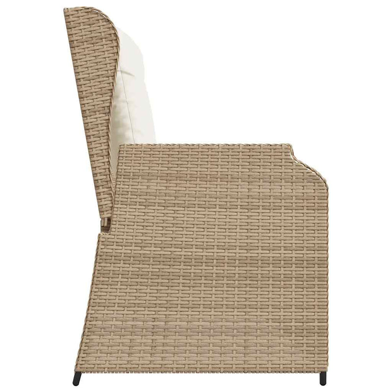 vidaXL bézs polyrattan dönthető kerti pad párnával