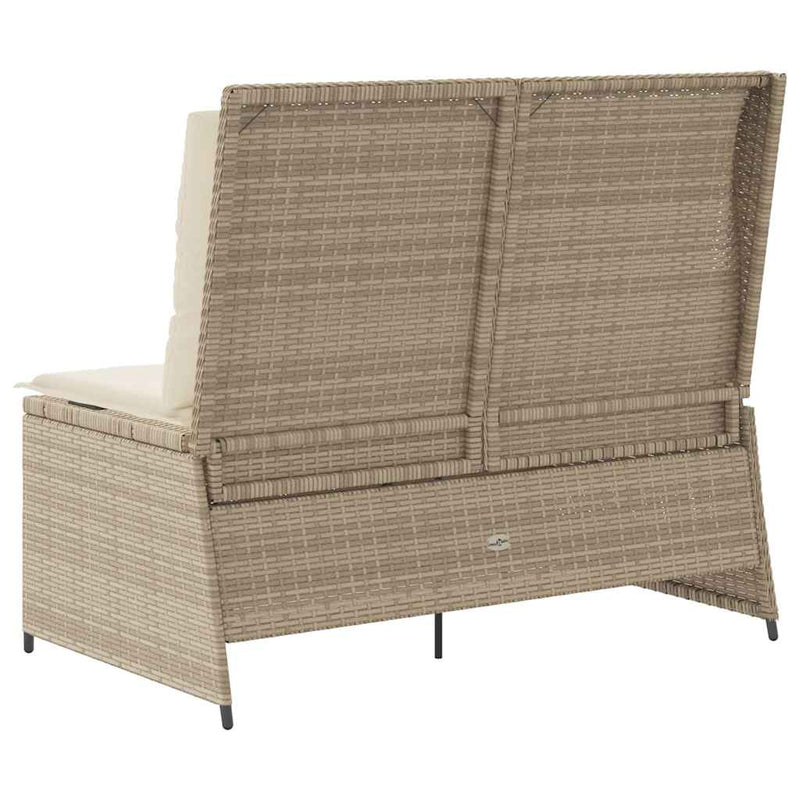 vidaXL bézs polyrattan dönthető kerti pad párnával