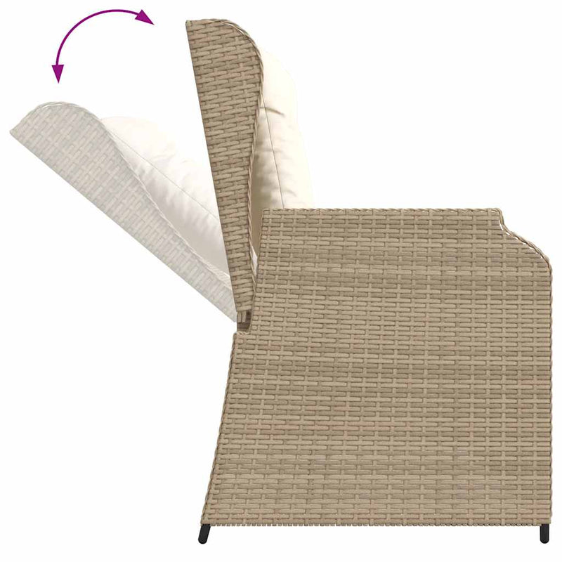 vidaXL bézs polyrattan dönthető kerti pad párnával