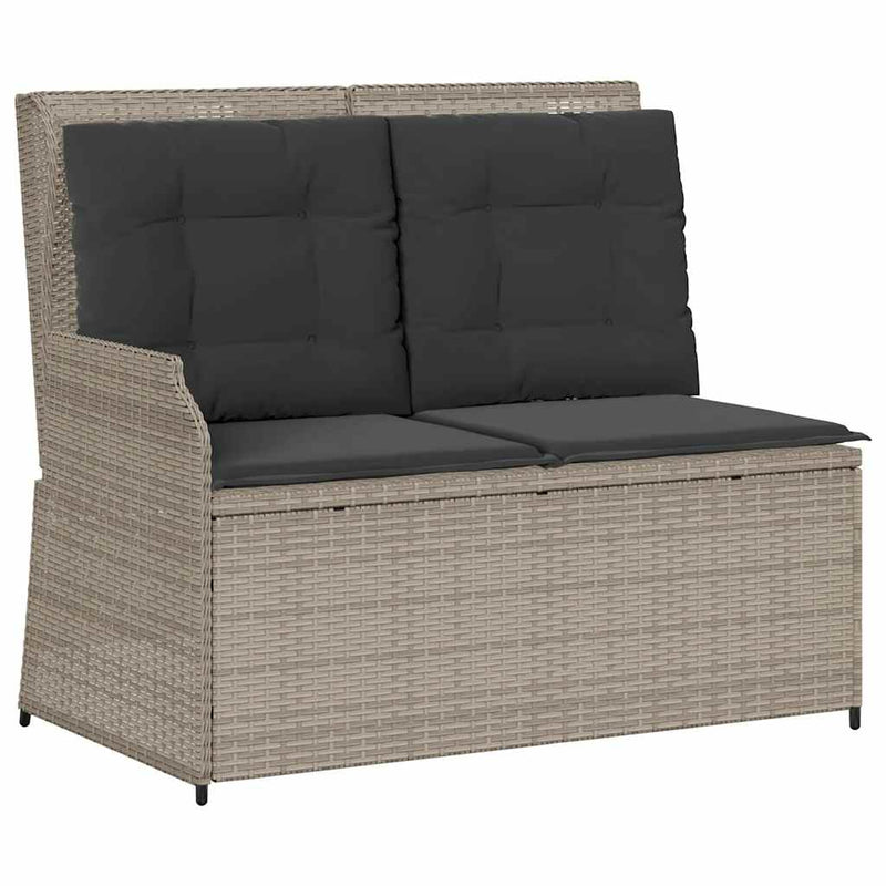 vidaXL világosszürke polyrattan dönthető kerti pad párnával