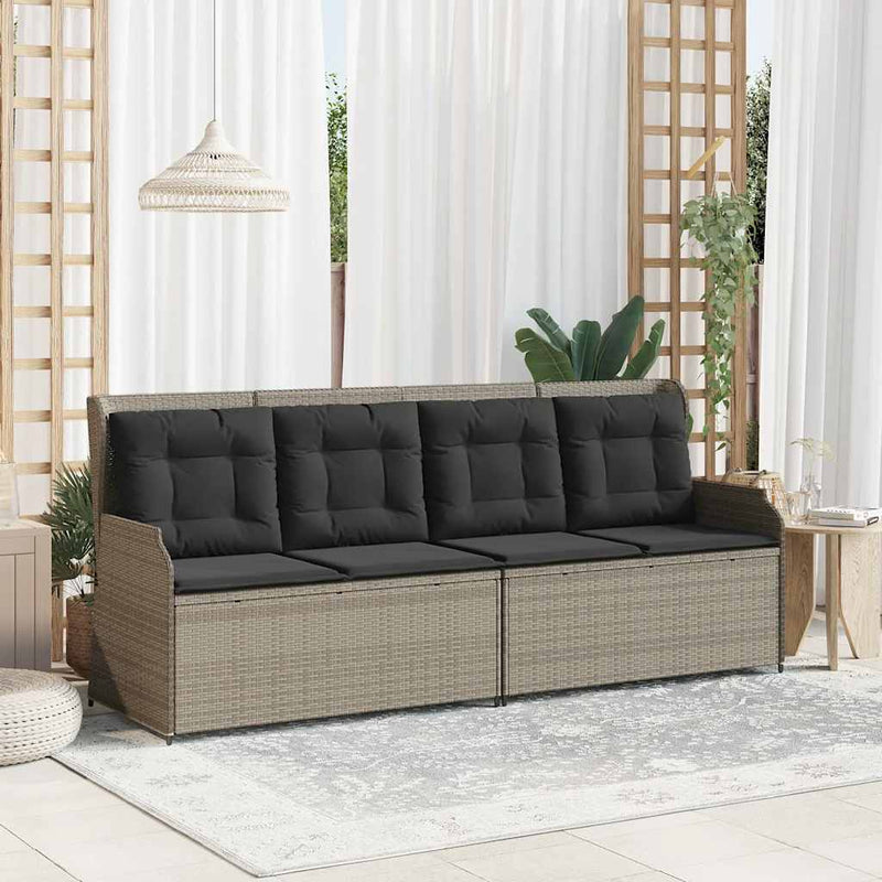 vidaXL világosszürke polyrattan dönthető kerti pad párnával