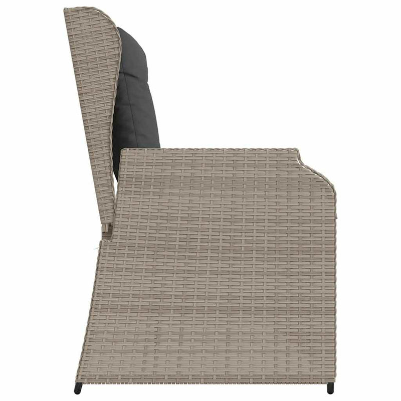 vidaXL világosszürke polyrattan dönthető kerti pad párnával