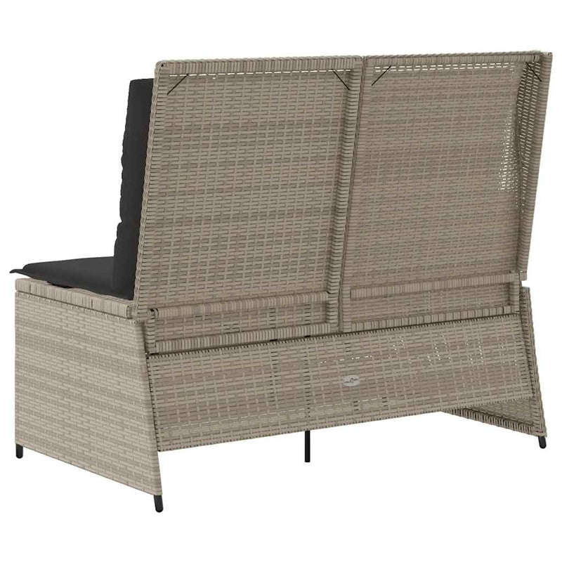 vidaXL világosszürke polyrattan dönthető kerti pad párnával