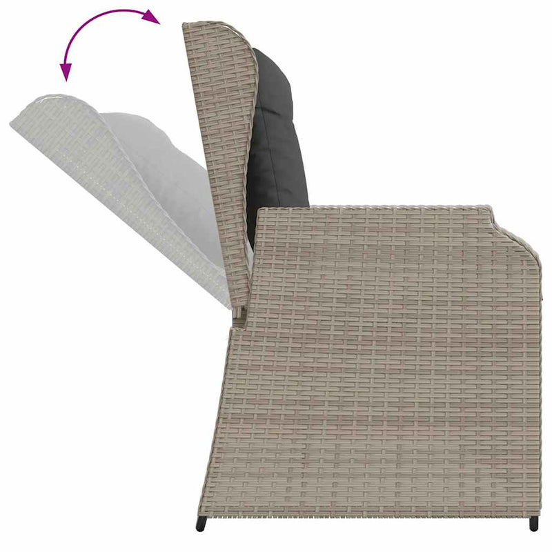 vidaXL világosszürke polyrattan dönthető kerti pad párnával