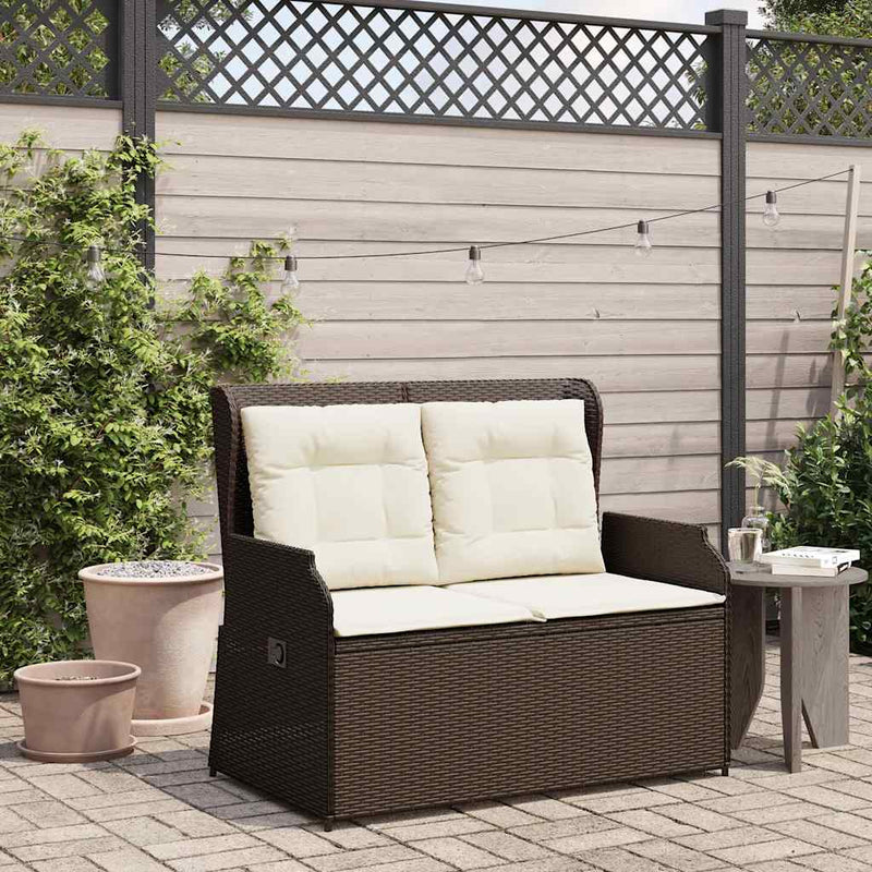 vidaXL barna polyrattan dönthető kerti pad párnával