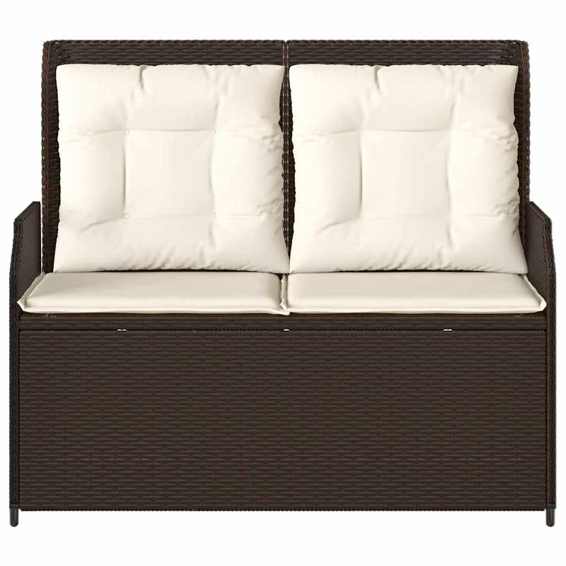 vidaXL barna polyrattan dönthető kerti pad párnával
