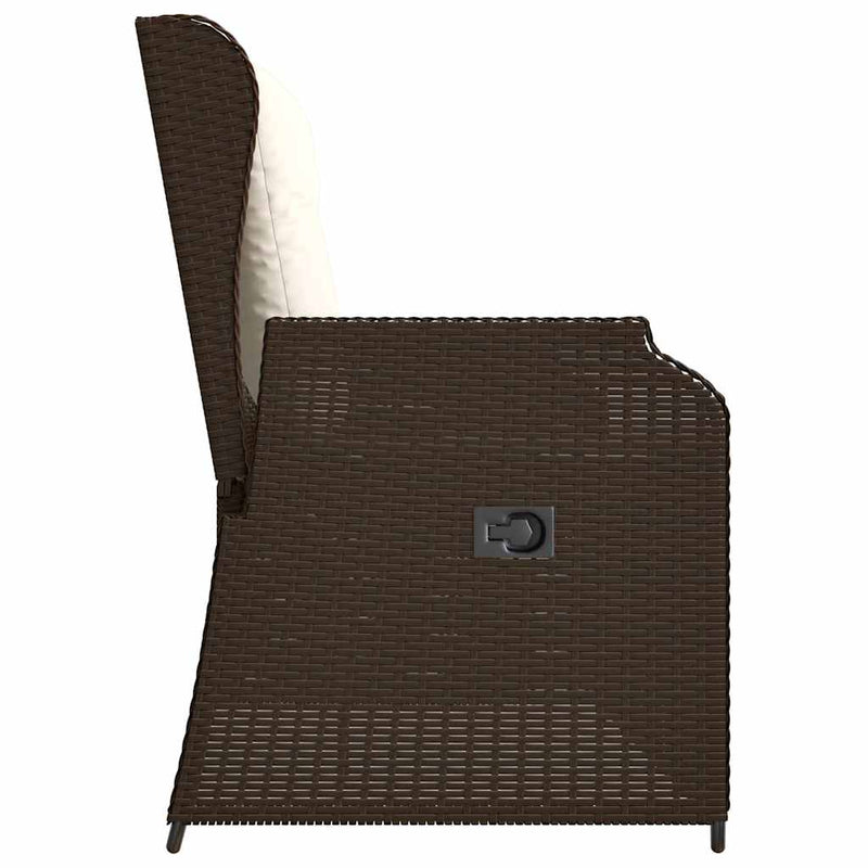 vidaXL barna polyrattan dönthető kerti pad párnával
