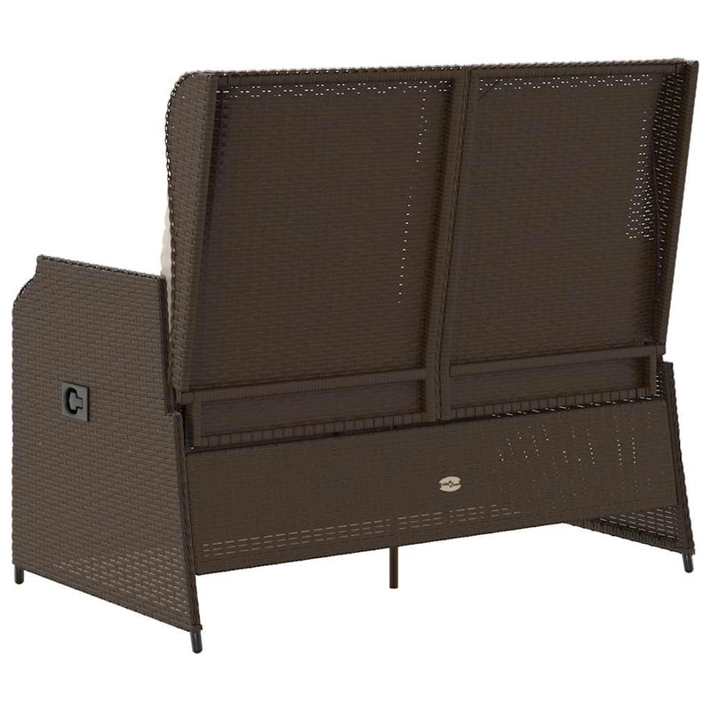 vidaXL barna polyrattan dönthető kerti pad párnával