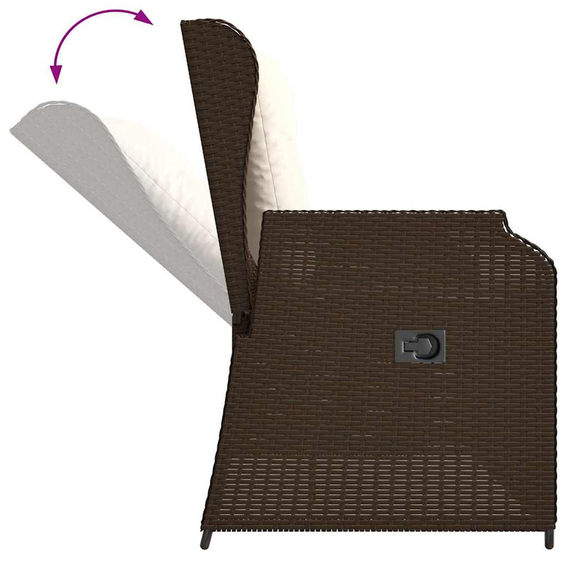 vidaXL barna polyrattan dönthető kerti pad párnával