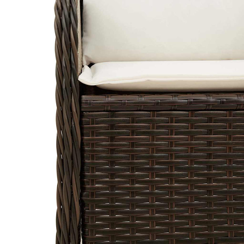 vidaXL barna polyrattan dönthető kerti pad párnával
