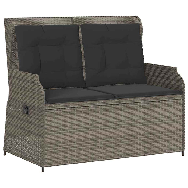 vidaXL szürke polyrattan dönthető kerti pad párnával