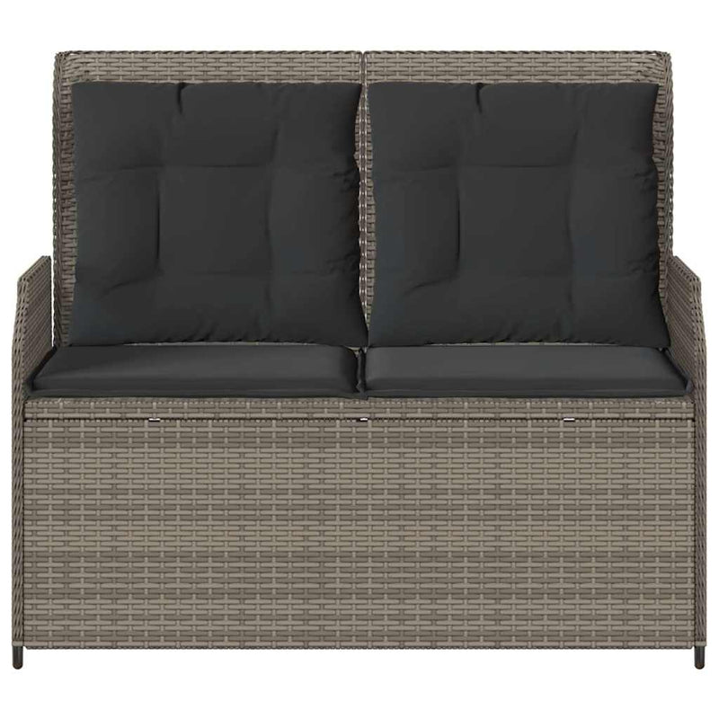 vidaXL szürke polyrattan dönthető kerti pad párnával