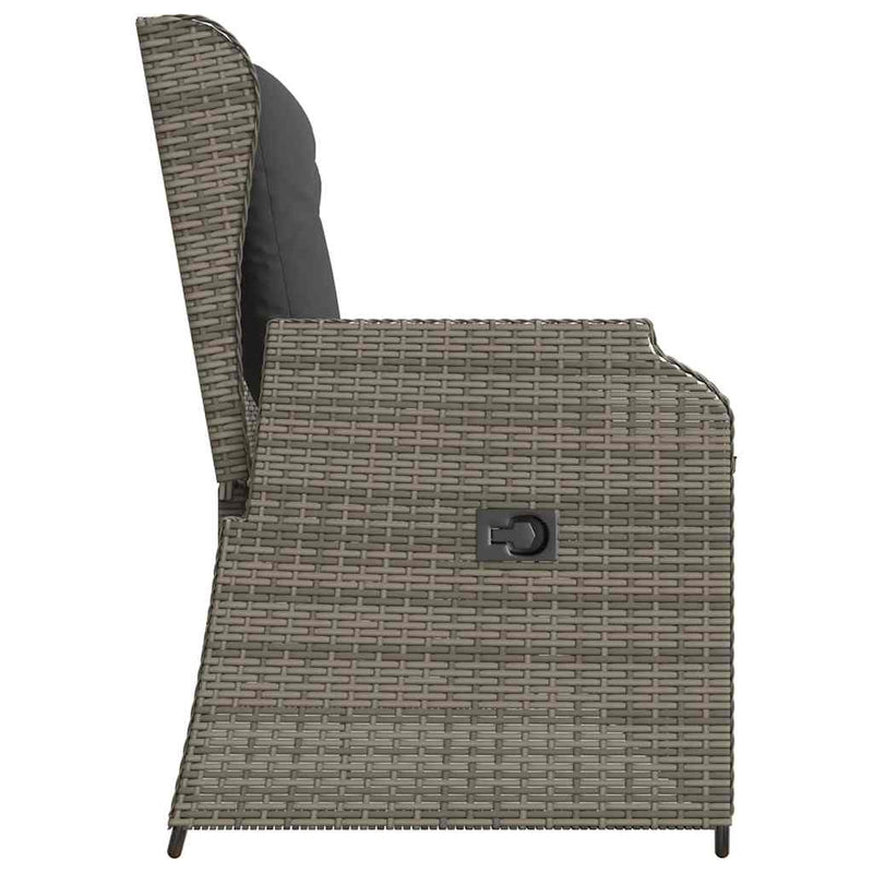 vidaXL szürke polyrattan dönthető kerti pad párnával