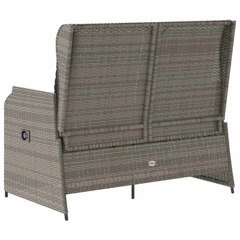 vidaXL szürke polyrattan dönthető kerti pad párnával