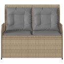 vidaXL bézs polyrattan dönthető kerti pad párnával