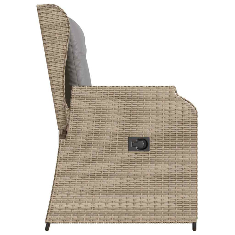 vidaXL bézs polyrattan dönthető kerti pad párnával