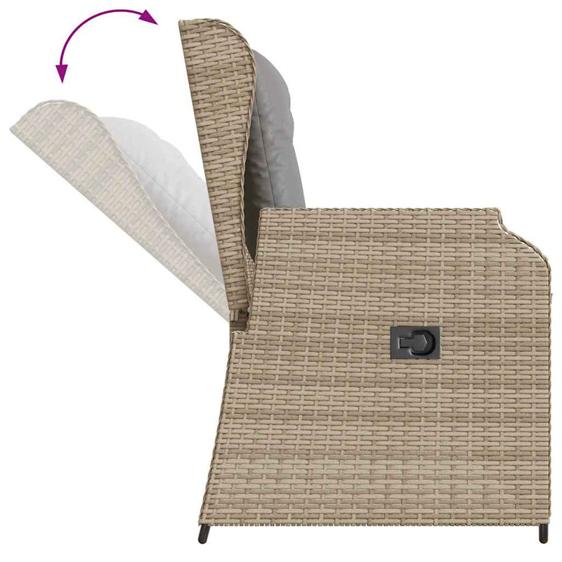 vidaXL bézs polyrattan dönthető kerti pad párnával