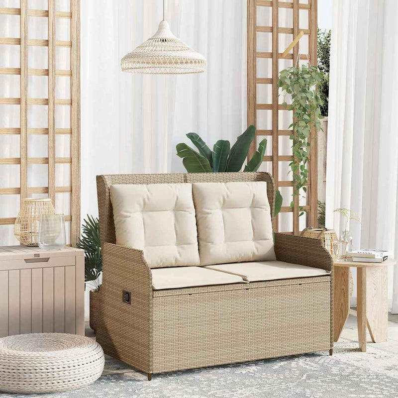 vidaXL bézs polyrattan dönthető kerti pad párnával