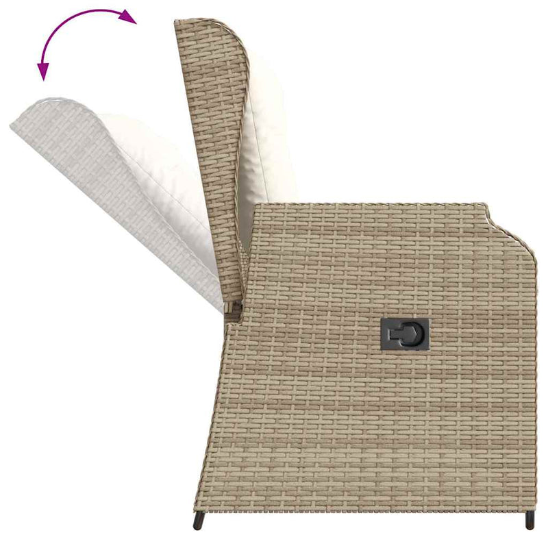 vidaXL bézs polyrattan dönthető kerti pad párnával