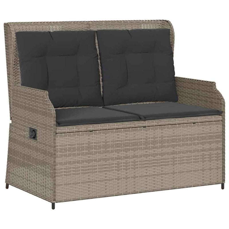 vidaXL világosszürke polyrattan dönthető kerti pad párnával