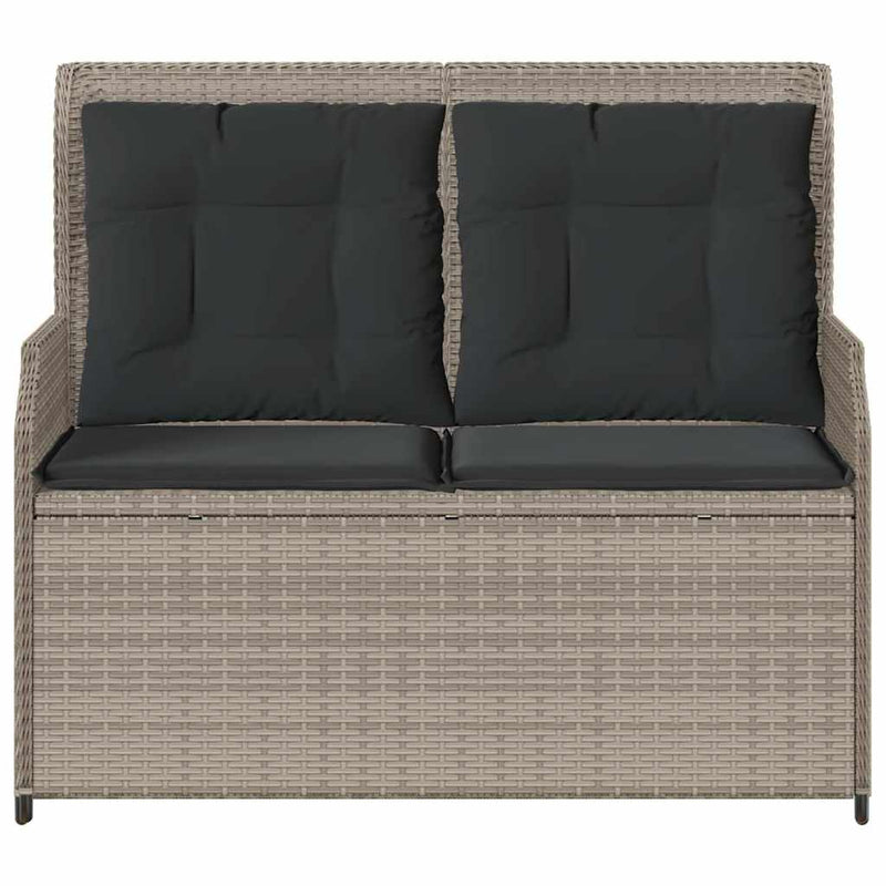 vidaXL világosszürke polyrattan dönthető kerti pad párnával