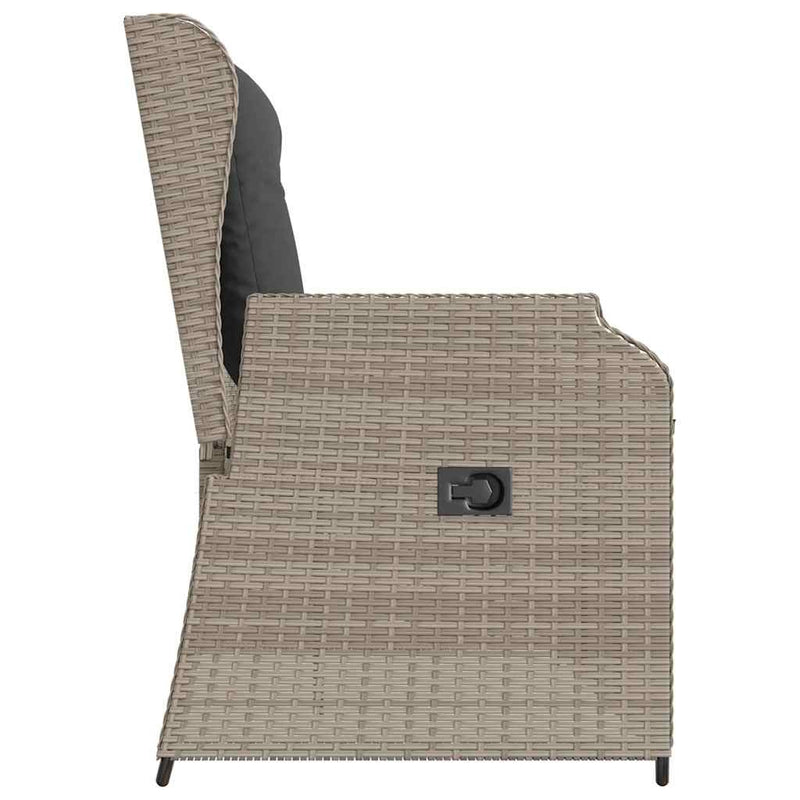 vidaXL világosszürke polyrattan dönthető kerti pad párnával
