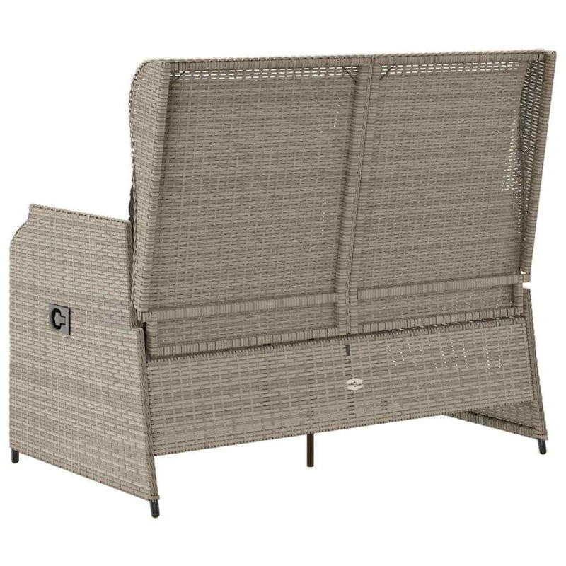 vidaXL világosszürke polyrattan dönthető kerti pad párnával