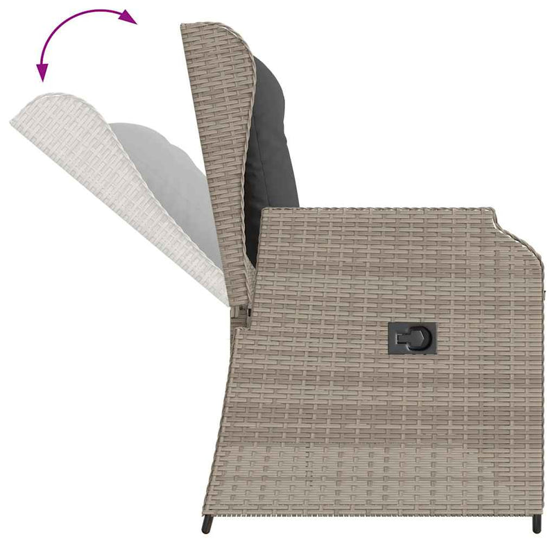vidaXL világosszürke polyrattan dönthető kerti pad párnával