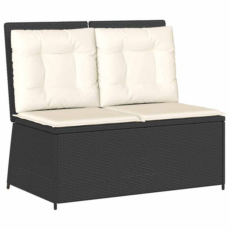 vidaXL fekete polyrattan dönthető kerti pad párnával