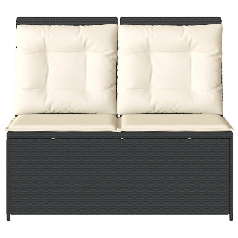vidaXL fekete polyrattan dönthető kerti pad párnával