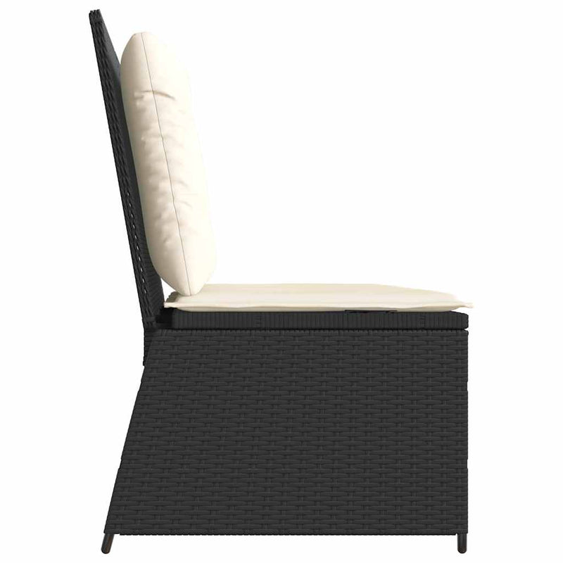 vidaXL fekete polyrattan dönthető kerti pad párnával