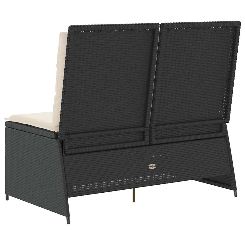vidaXL fekete polyrattan dönthető kerti pad párnával
