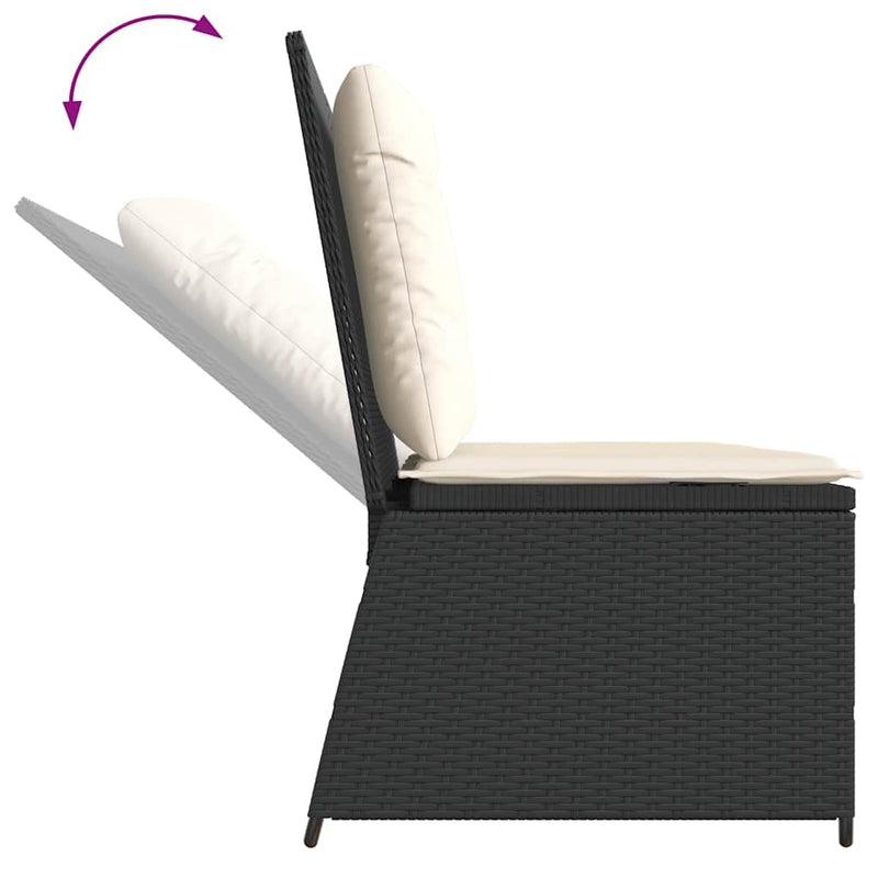 vidaXL fekete polyrattan dönthető kerti pad párnával