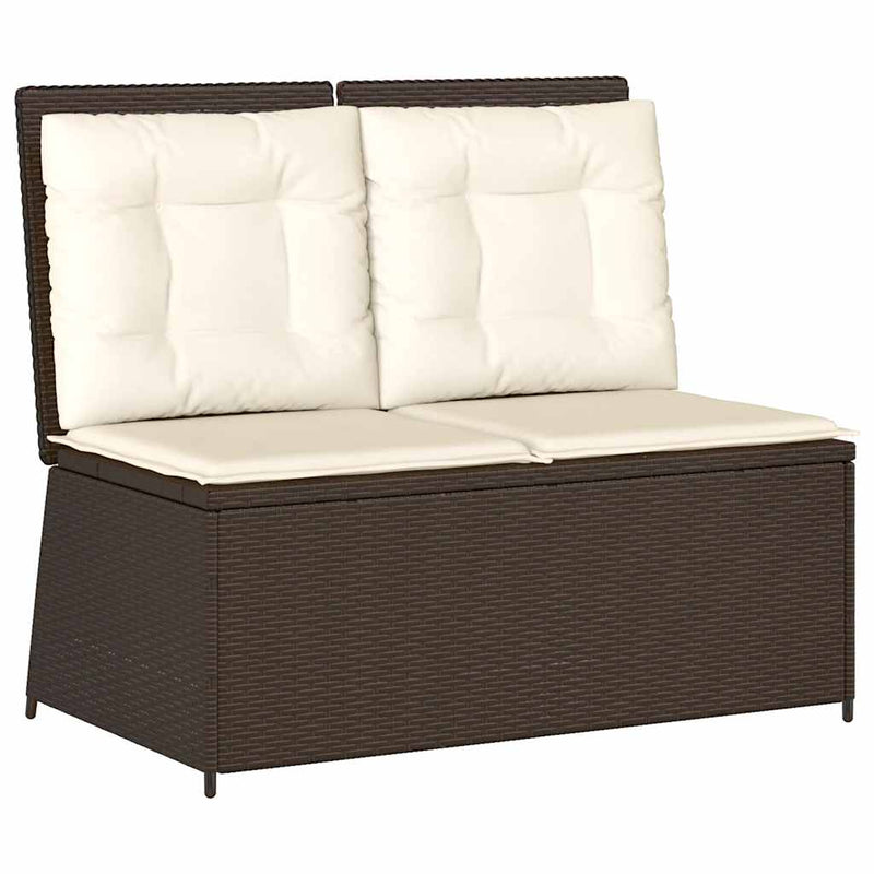 vidaXL barna polyrattan dönthető kerti pad párnával
