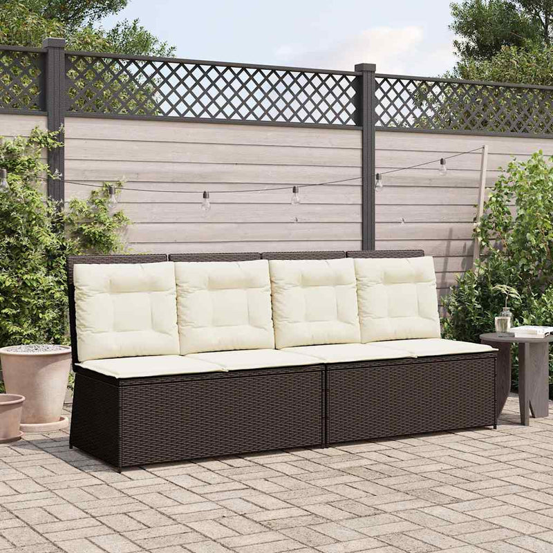 vidaXL barna polyrattan dönthető kerti pad párnával