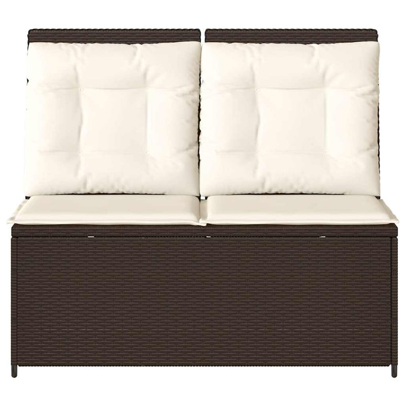 vidaXL barna polyrattan dönthető kerti pad párnával