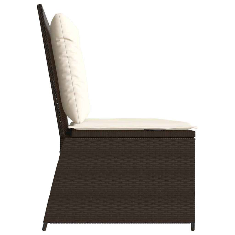 vidaXL barna polyrattan dönthető kerti pad párnával