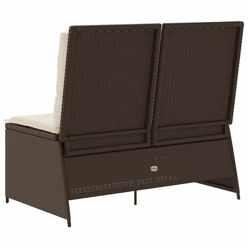 vidaXL barna polyrattan dönthető kerti pad párnával