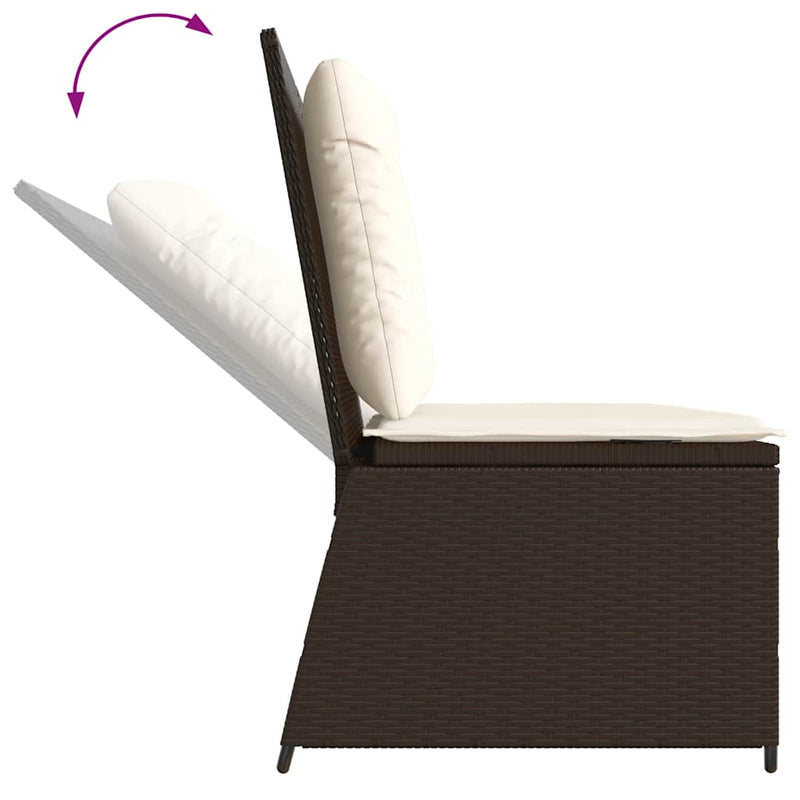 vidaXL barna polyrattan dönthető kerti pad párnával