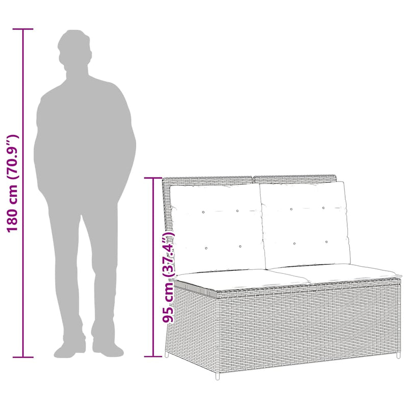 vidaXL barna polyrattan dönthető kerti pad párnával