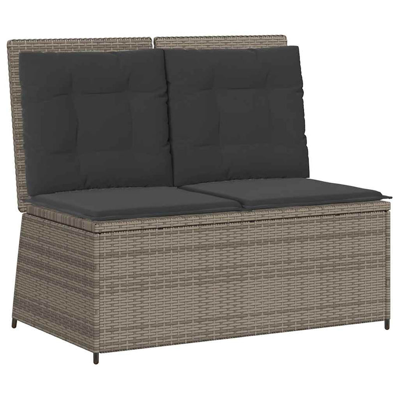 vidaXL szürke polyrattan dönthető kerti pad párnával