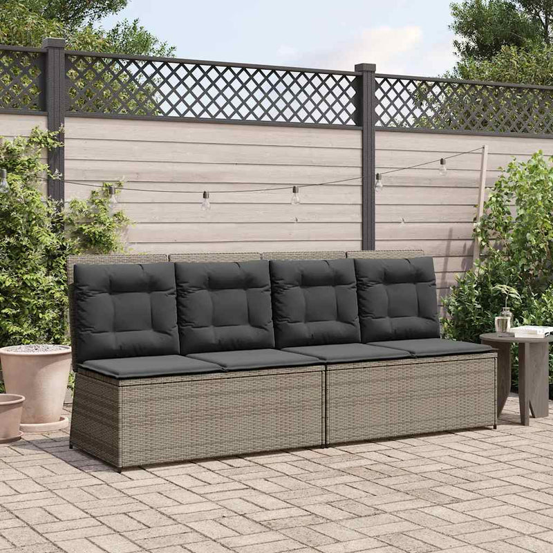 vidaXL szürke polyrattan dönthető kerti pad párnával