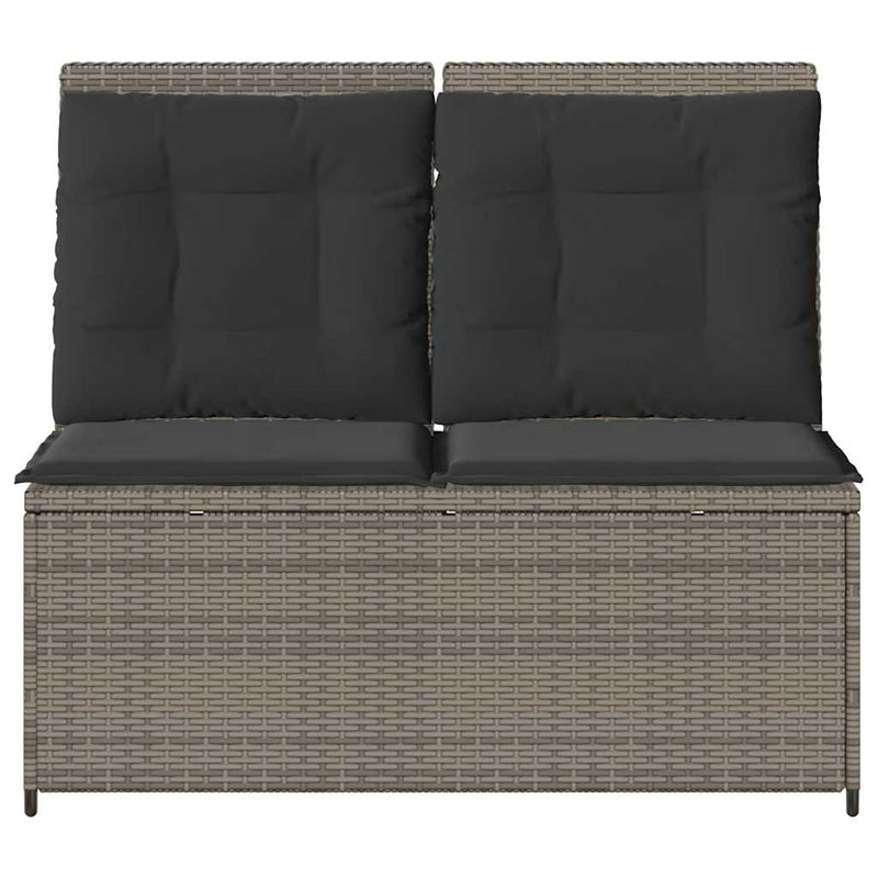 vidaXL szürke polyrattan dönthető kerti pad párnával