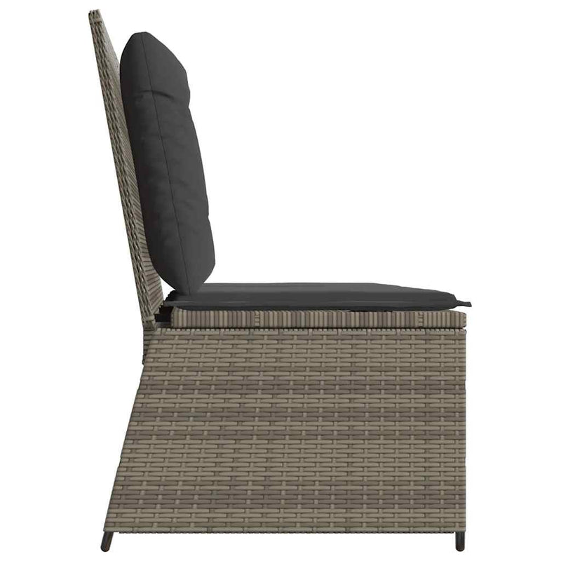 vidaXL szürke polyrattan dönthető kerti pad párnával